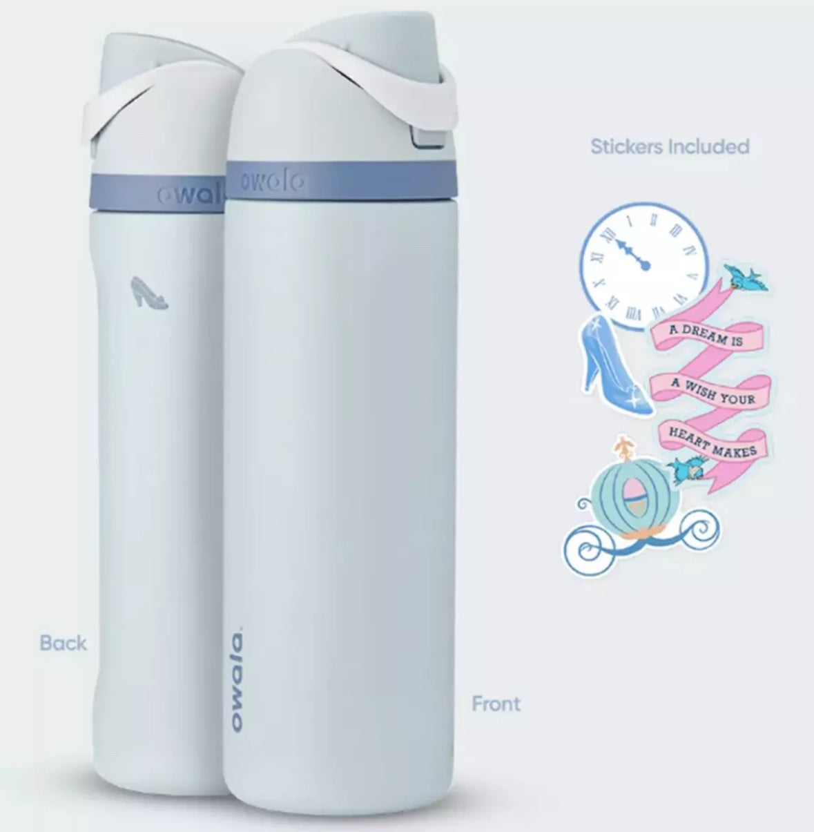 Owala Disney Princess Cinderella 24oz Stainless Steel FreeSip Water Bottle NEW